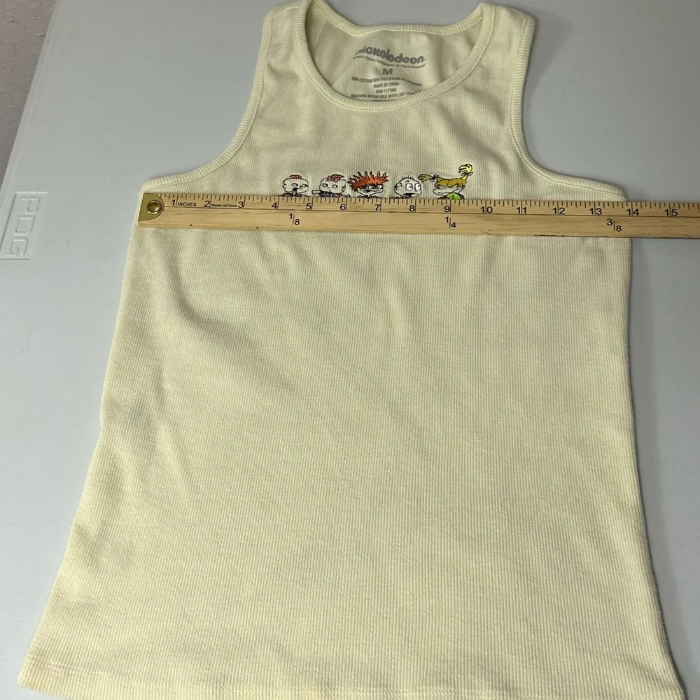 Vintage Rugrats Nickelodeon Yellow Ribbed Y2K Retro Tank Embroidered Size M